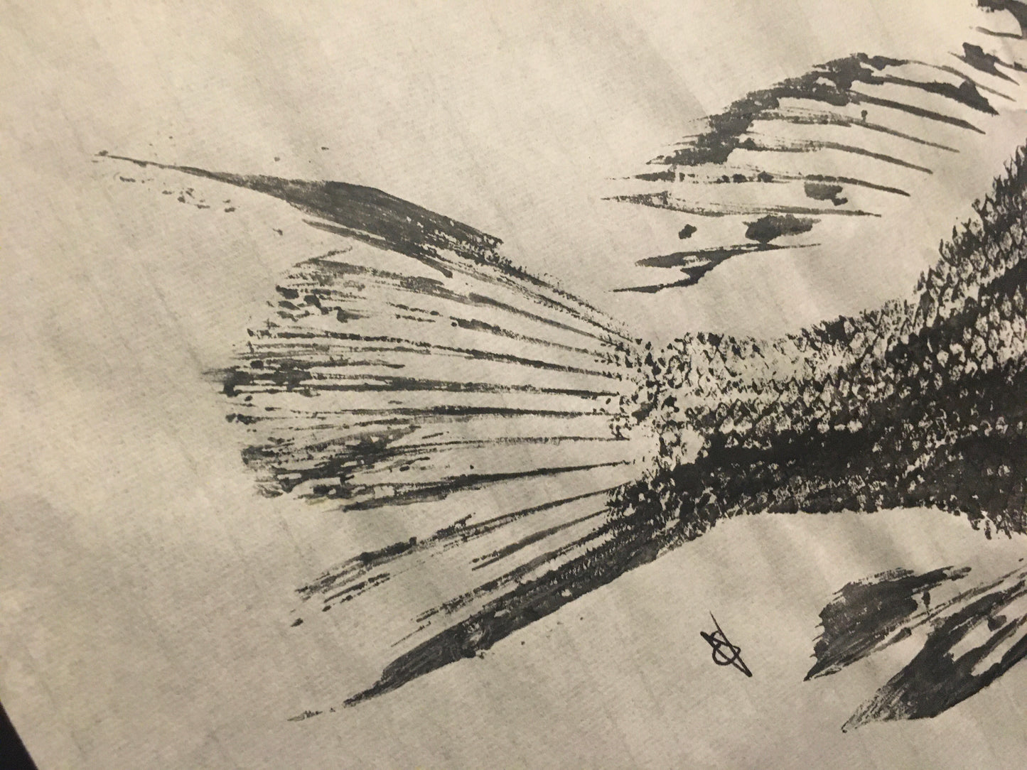Original Black Sumi Ink Fish Print